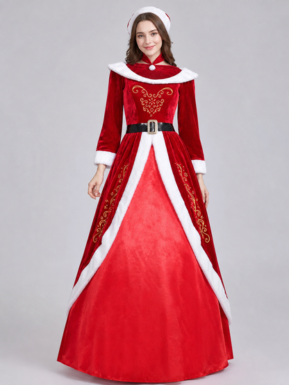 Red and White Christmas Character Costume with Hat