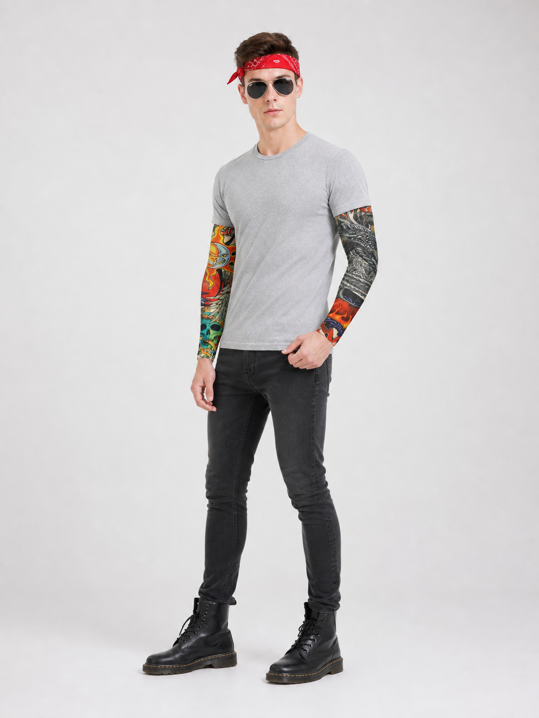 Rock outfit with bandana, glasses, and accessories