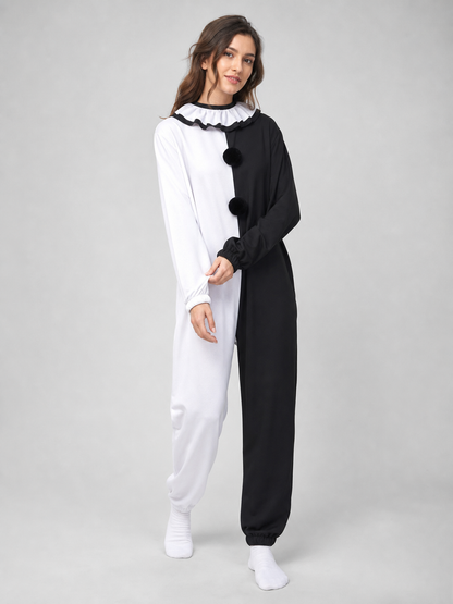Halloween Clown Costume, Black and White Jumpsuit