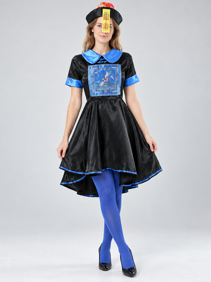 Halloween Carnival Costume with Black Dress and Hat