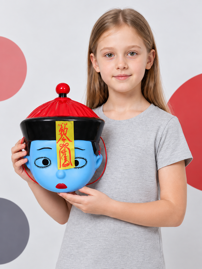 Glowing Blue Cartoon Face Mask with Visor