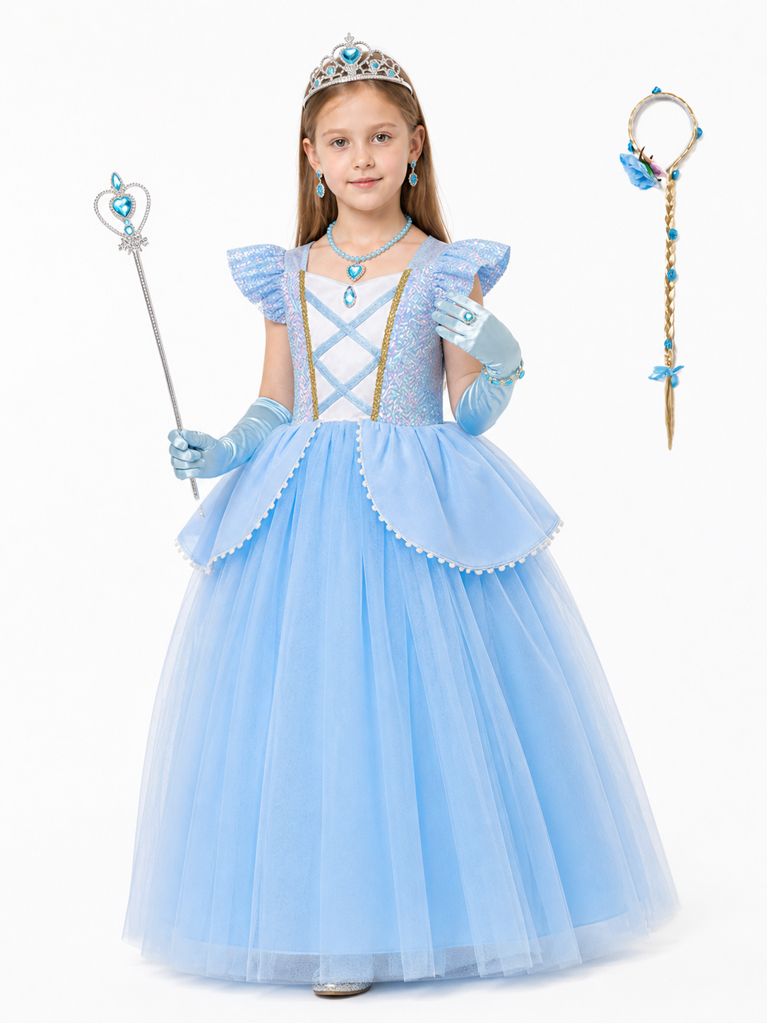 Children’s Halloween costume with a full skirt dress and crown product detail 2