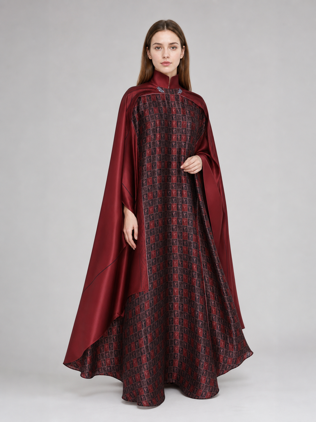 Red Cosplay Cloak with a High Collar