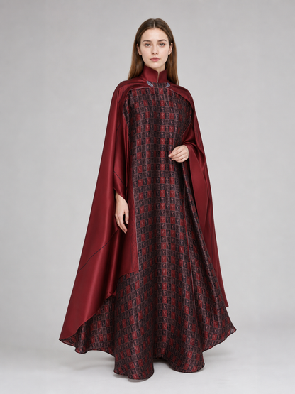 Red Cosplay Cloak with a High Collar