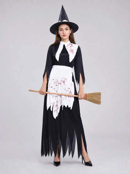 Witch Costume with Hat and Broom for Cosplay