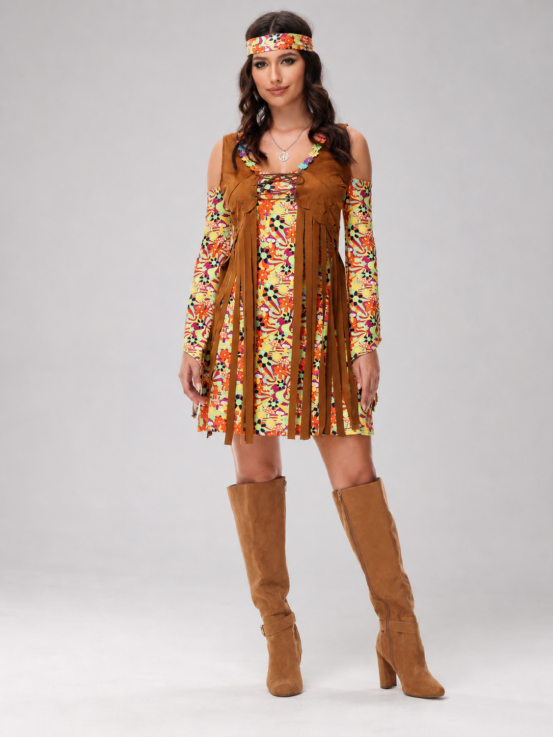 Retro Fringe Dress with Floral Print