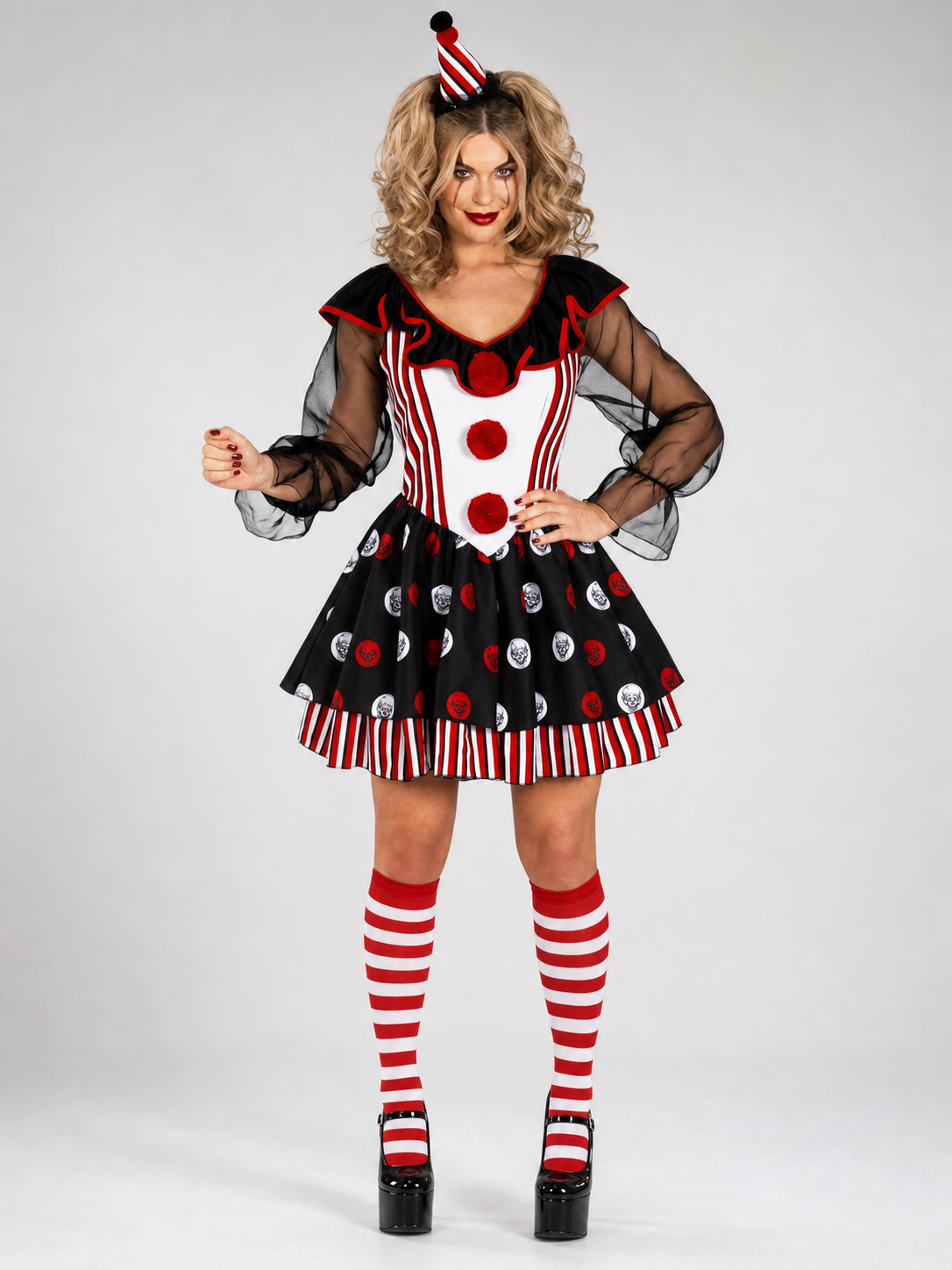 Circus-Style Clown Costume for Stage Performances