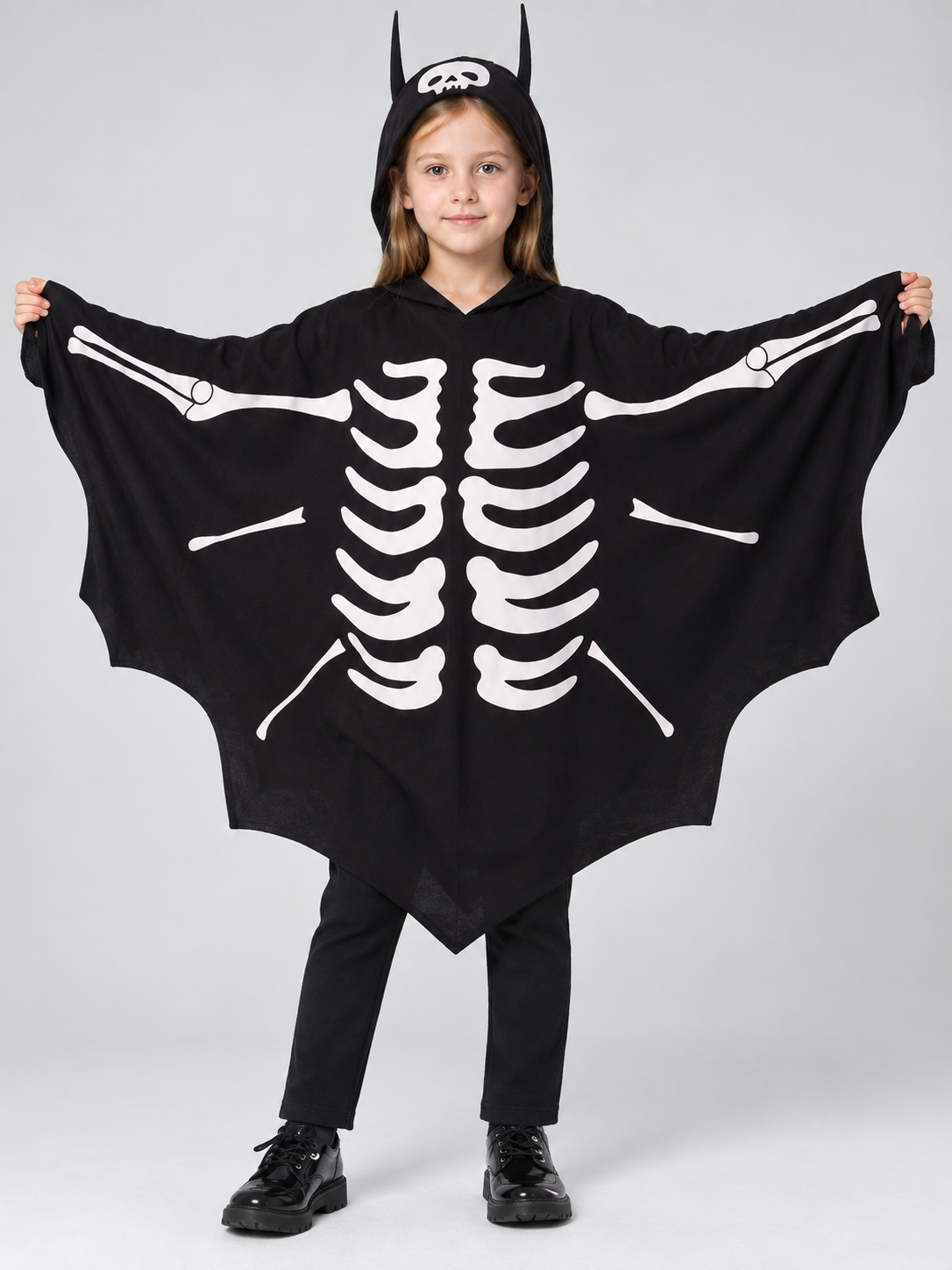 Children's Skeleton Costume Cape with Hood Costume Capes detail