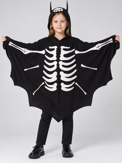 Children's Skeleton Costume Cape with Hood Costume Capes detail