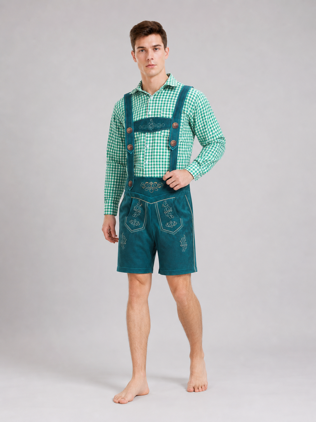 Plaid Bavarian-Style Shirt for Oktoberfest