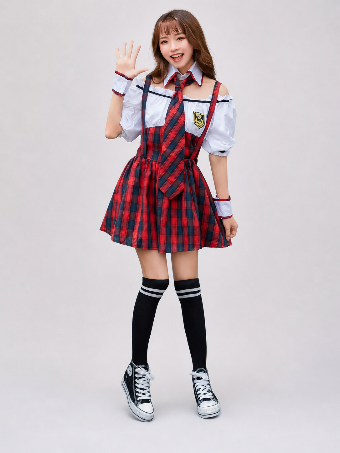 School Uniform-Style Stage Costume, Red and Blue