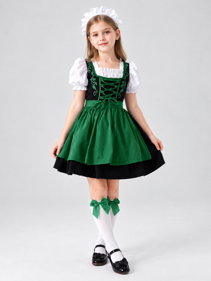 Bavarian-Style Costume with Apron and Headpiece
