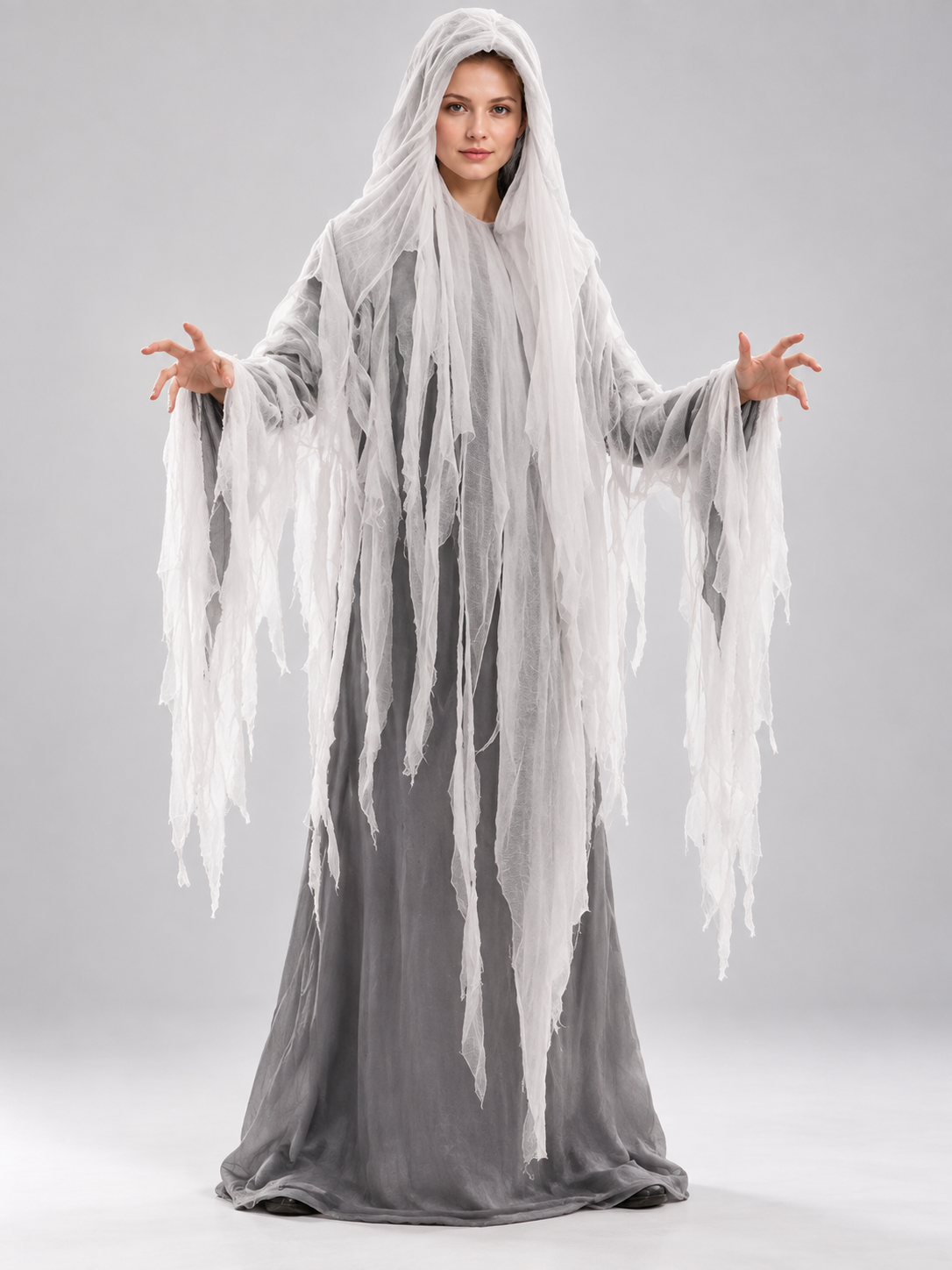 Hooded Ghost Costume with Torn Strips Costumes detail