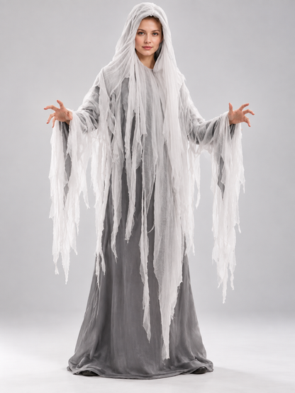 Hooded Ghost Costume with Torn Strips Costumes detail