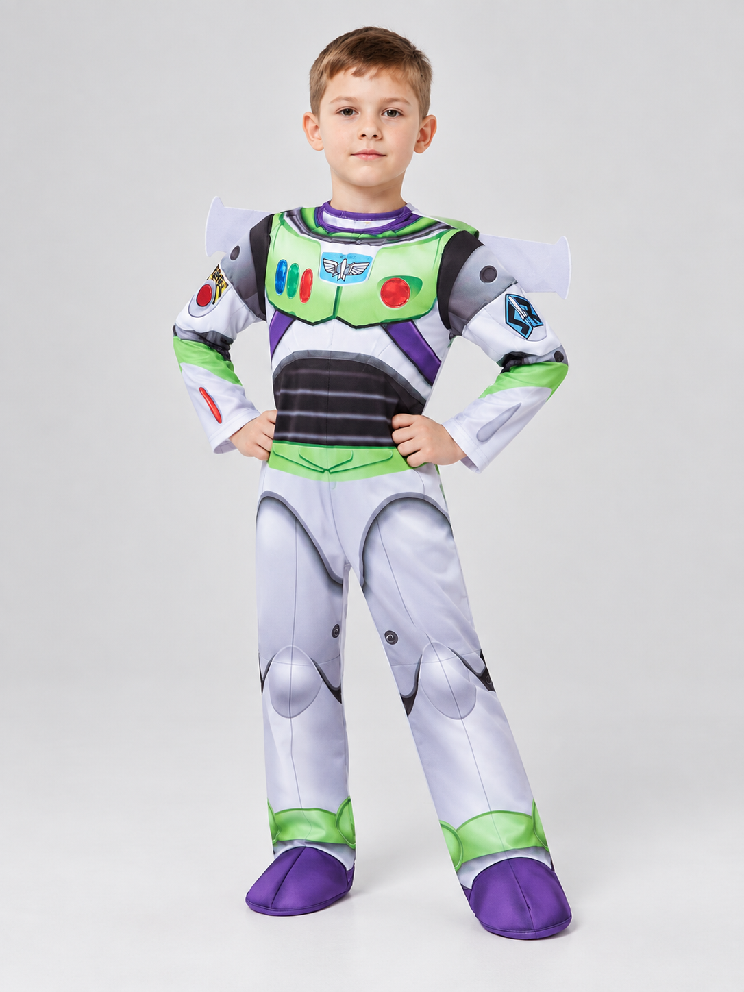 Kids' white carnival costume with wings and mask