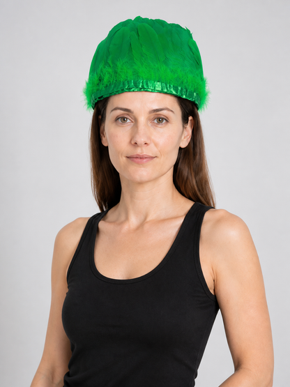 Green Carnival Feather Headpiece Costume Headwear detail