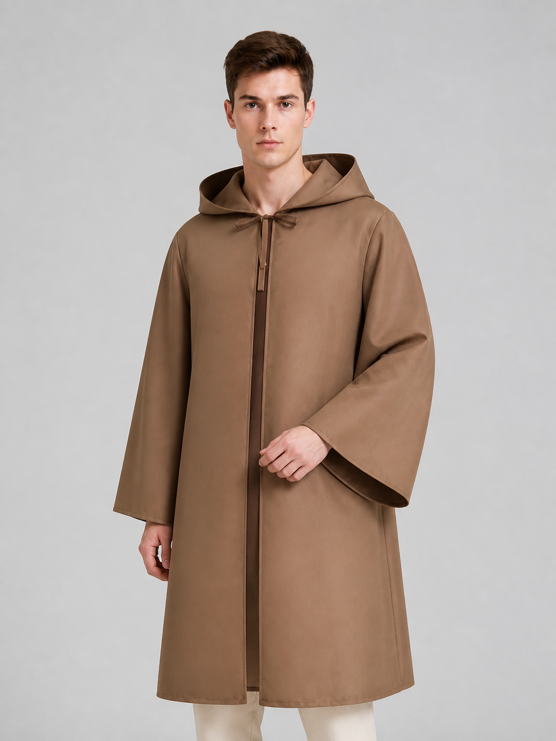 Long Brown Hooded Carnival Cloak Costume Capes detail