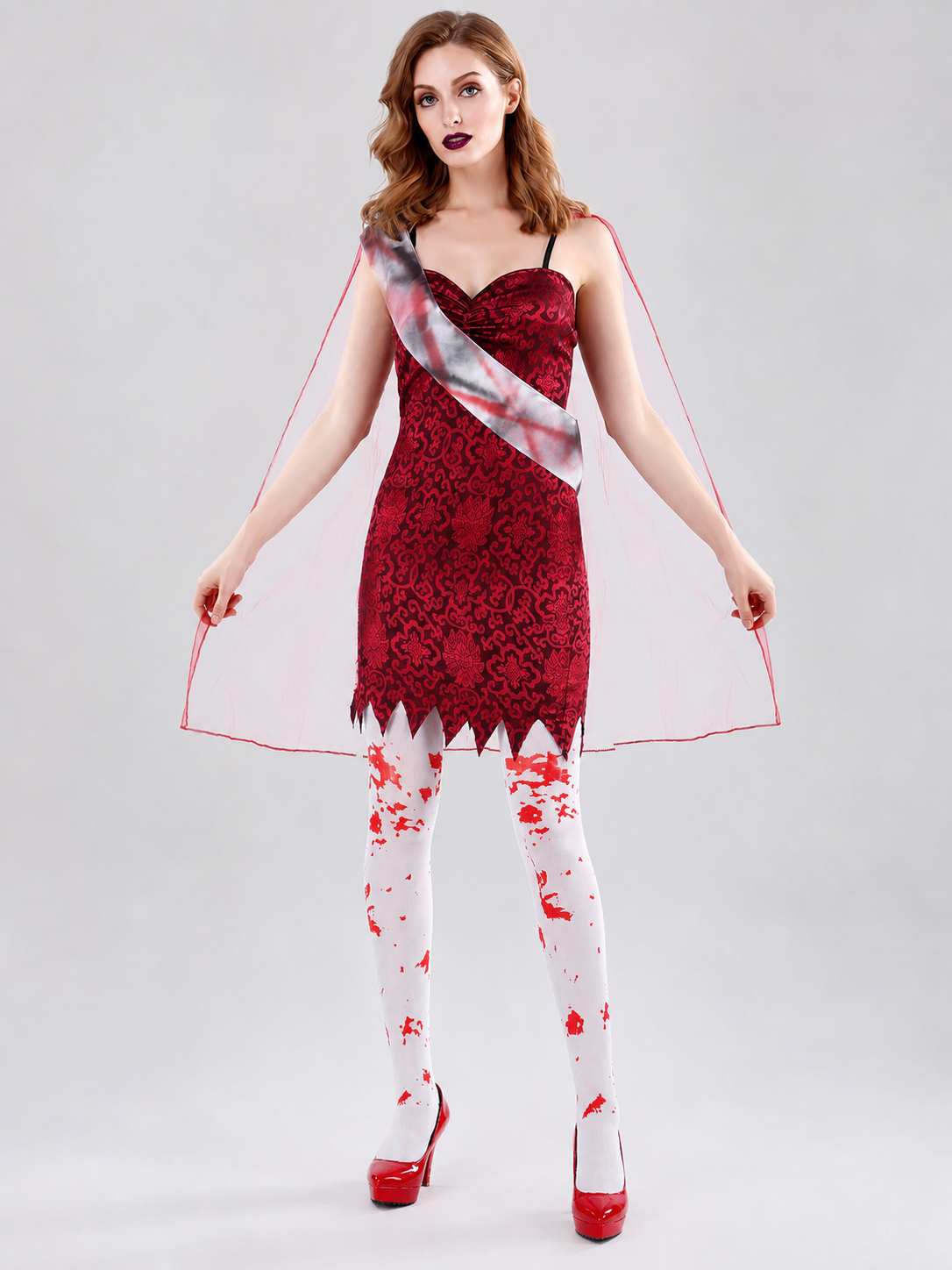 Costume with Dress and Sheer Cape