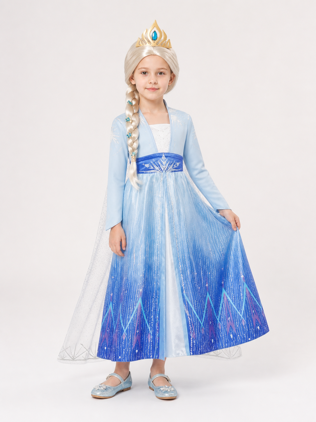 Princess Costume, Blue and White, for Cosplay on-model front view