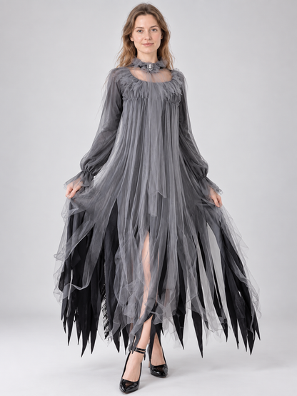 Gray-Black Vampire Costume with Dress and Choker