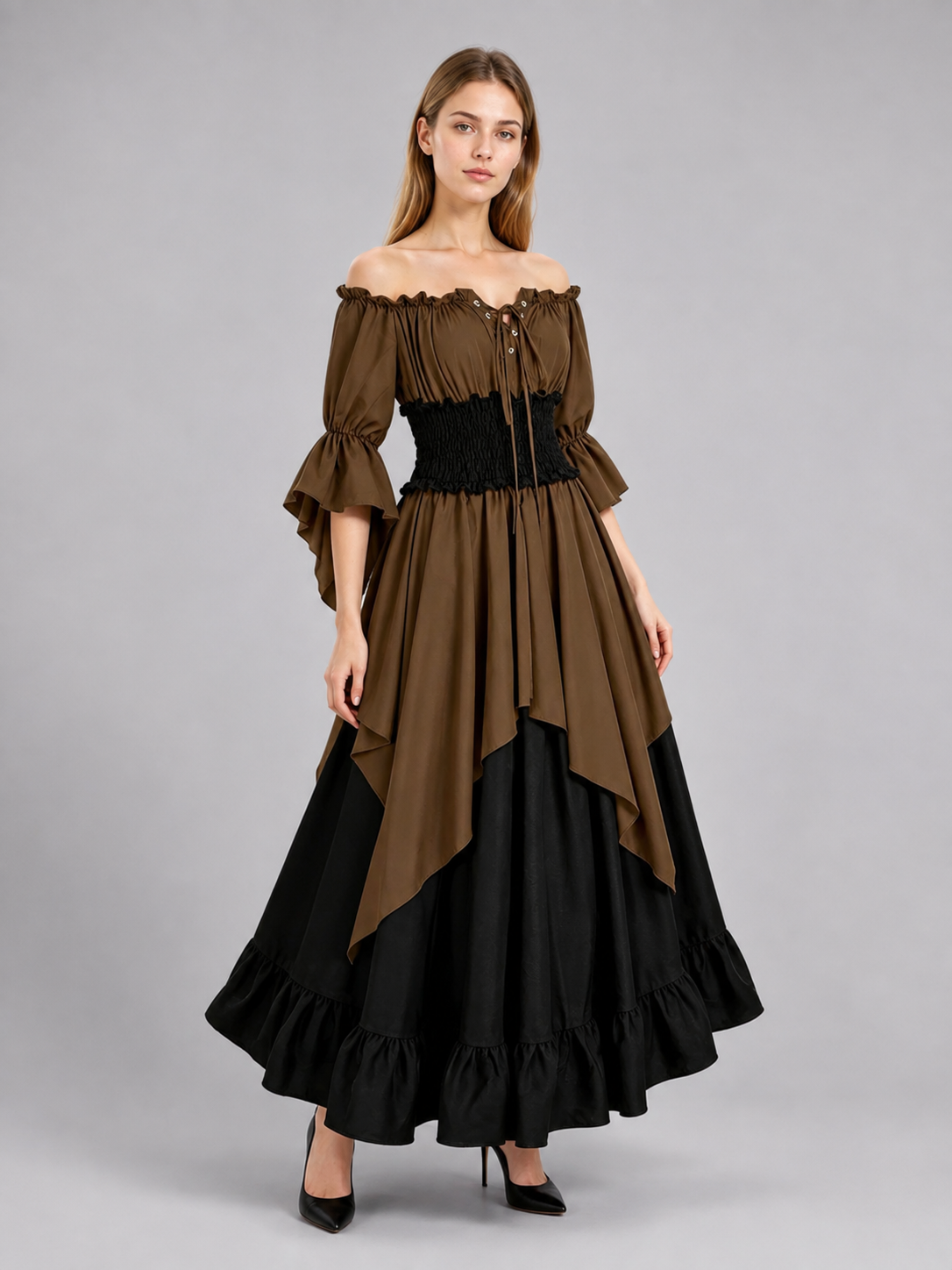 Medieval Off-the-Shoulder Lace-Up Dress Costume Dresses detail
