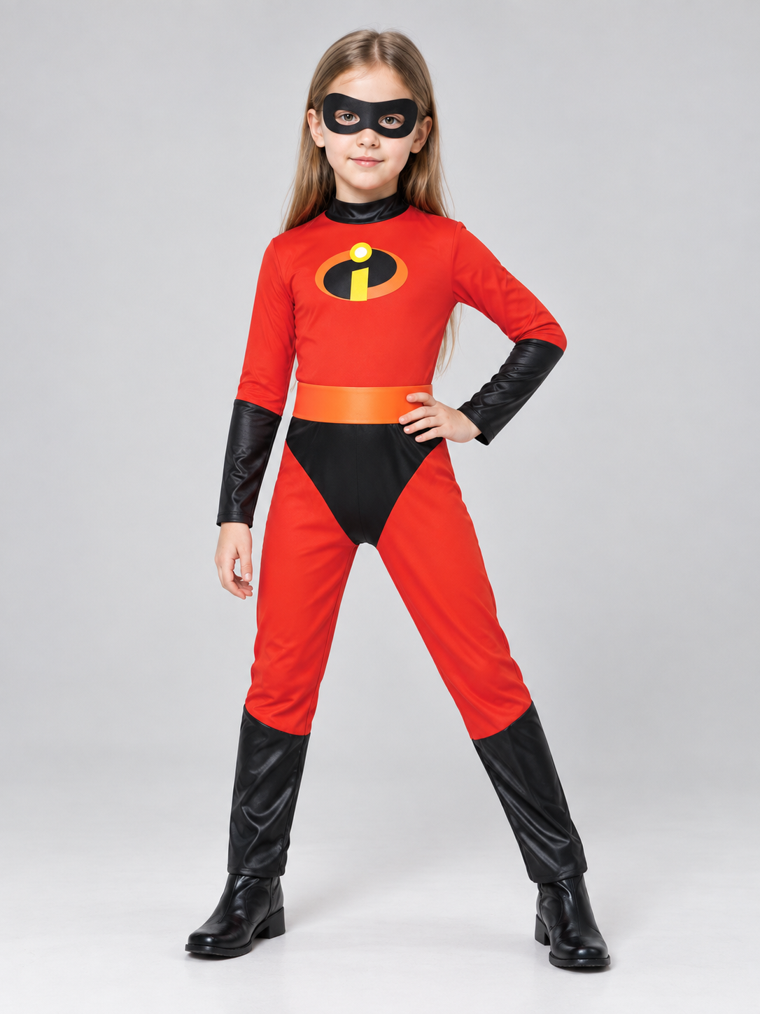 Kids' Superhero Costume Red with Mask and Belt