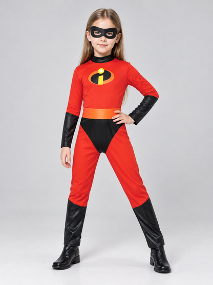 Kids' Superhero Costume Red with Mask and Belt