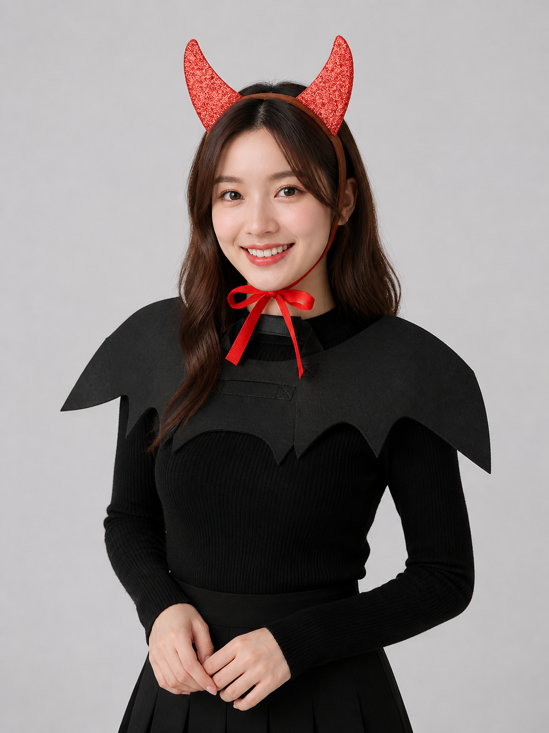 Red and Black Halloween Carnival Headband Costume Headwear detail