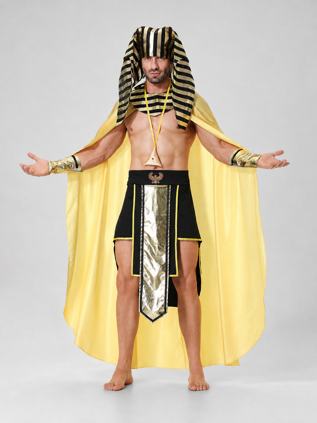 Egyptian Pharaoh Costume with Cloak and Accessories