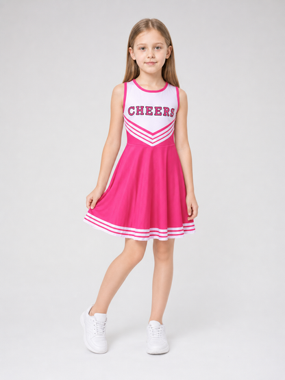 Cheerleading Costume with Pom-Poms, Socks, and Dress