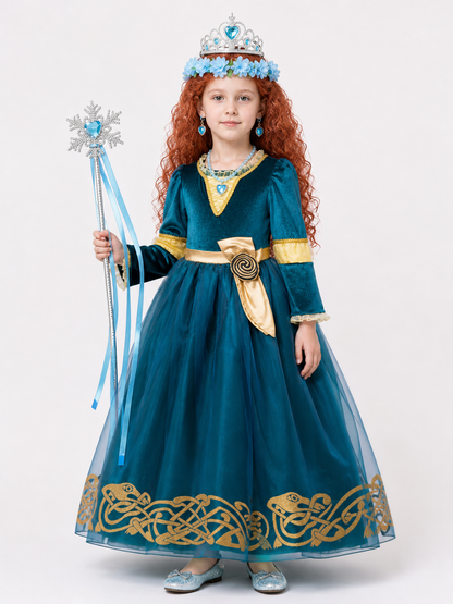 Blue-Green Princess Costume for Halloween Costumes detail