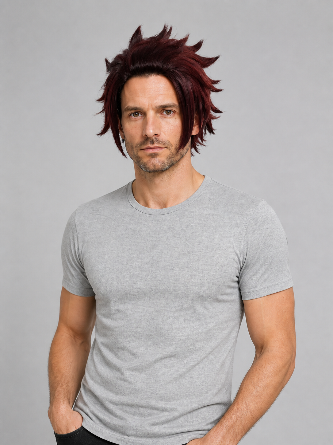 Red-Brown Carnival Wig for Halloween and Cosplay Costume Wigs detail