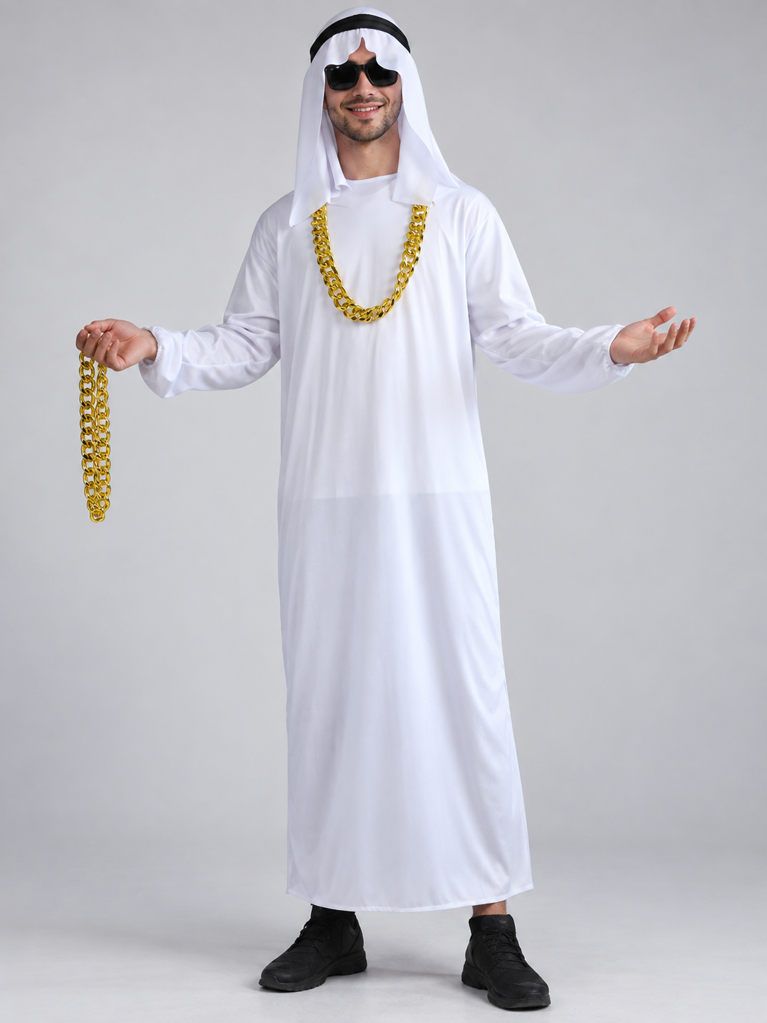 White Carnival Costume with Headscarf and Black Headband