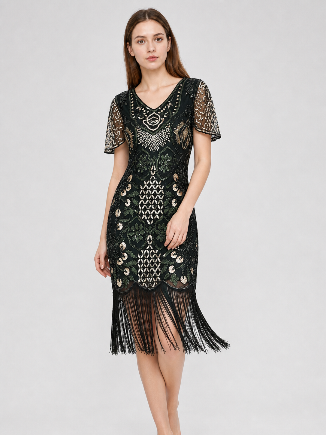Vintage Art Deco Fringe and Sequin Dress