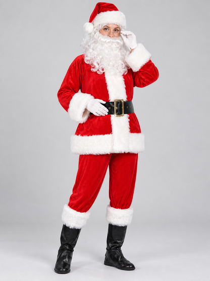 Red Santa Claus Costume with Fur Trim Costumes detail