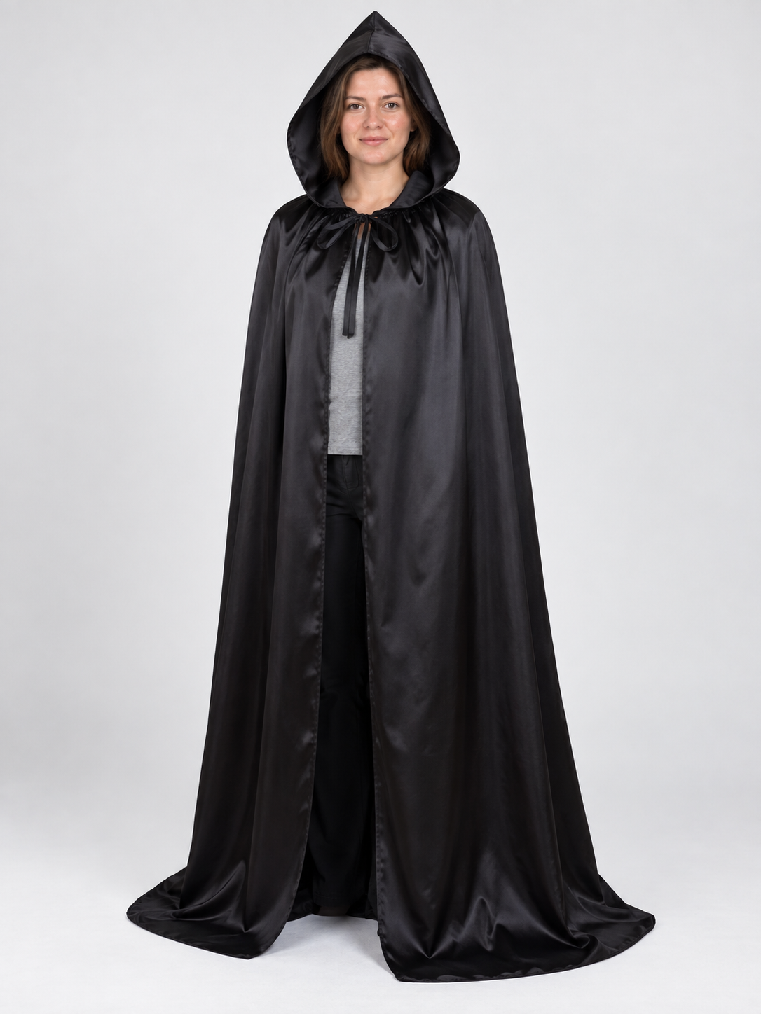 Black carnival cape with attached hood