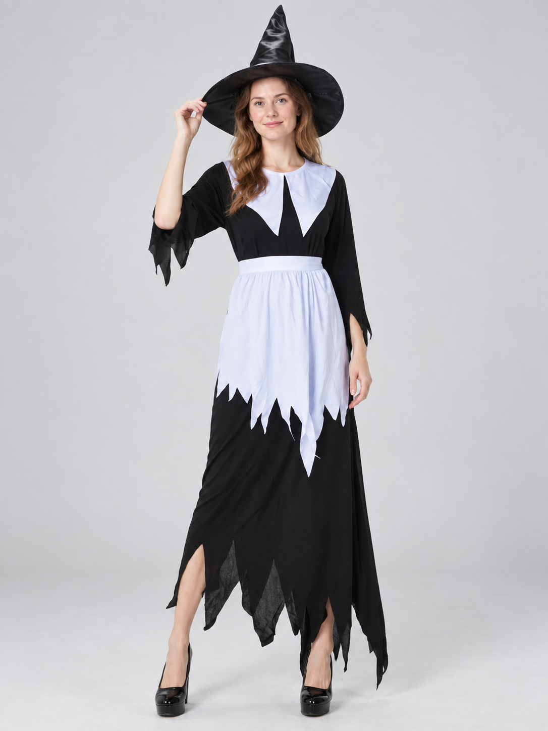 Witch Halloween Costume with Black Dress and Hat