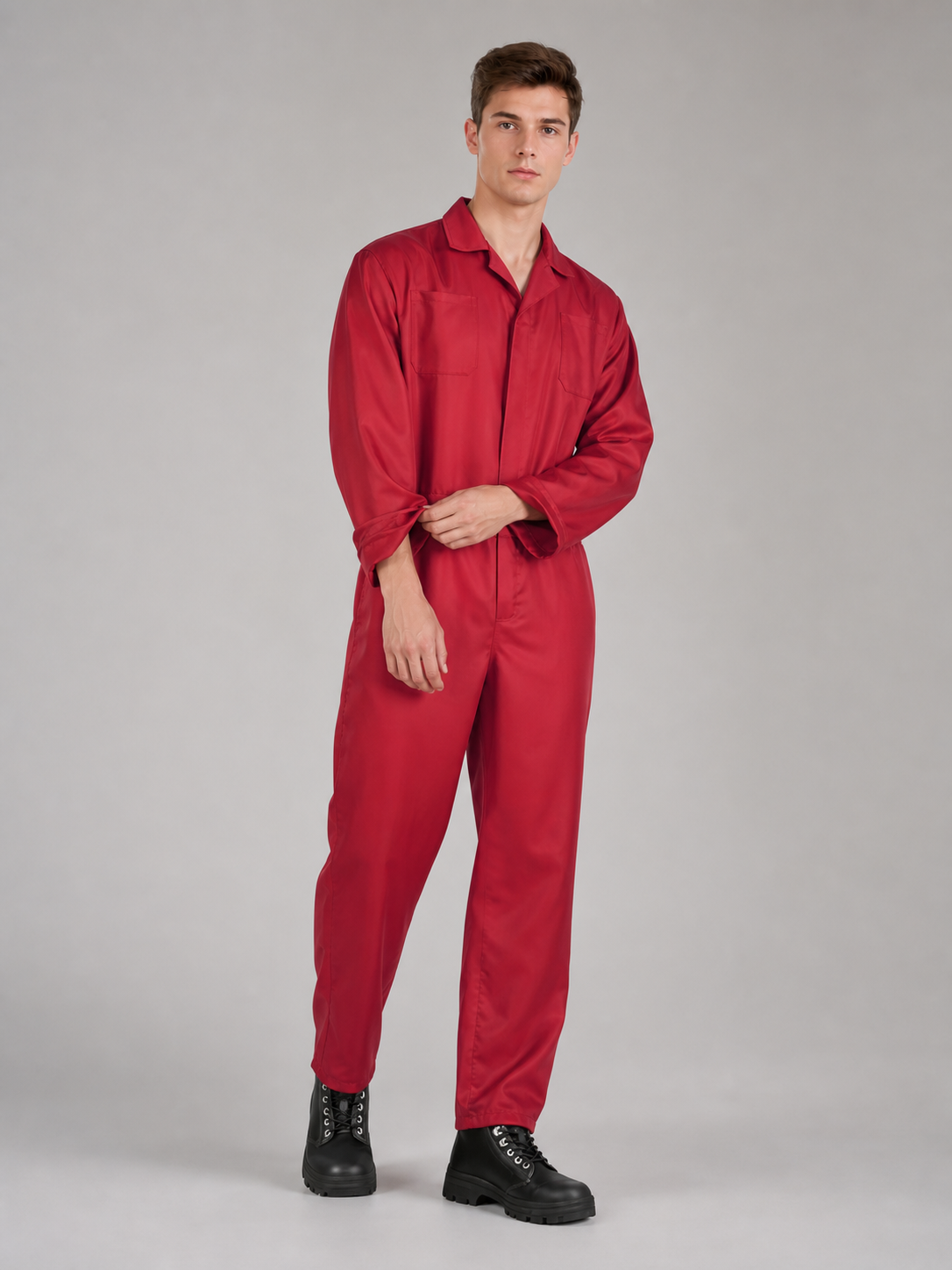 Red Miles Long-Sleeve Jumpsuit