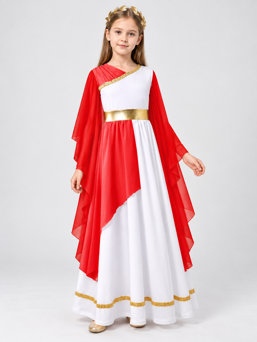 Greek-Style Carnival Dress with Gold Belt