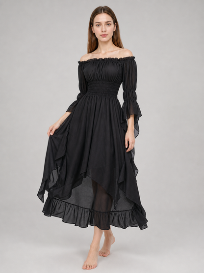 Gothic Lace Dress with Puff Sleeves