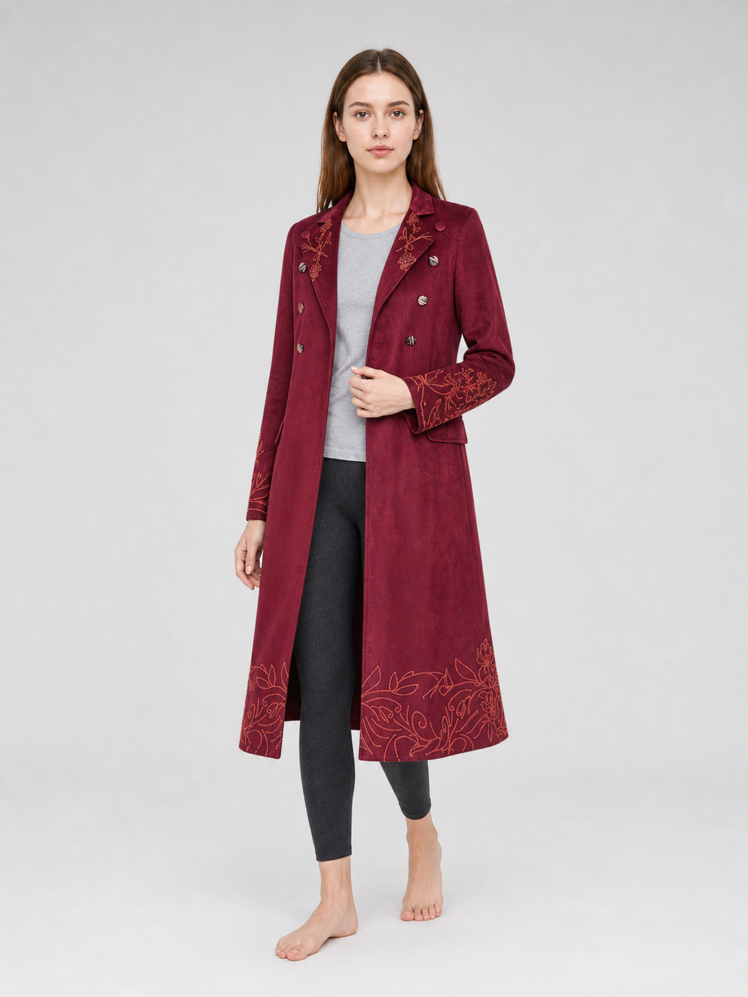 Willy Wonka Cosplay Coat, Burgundy, with Embroidery