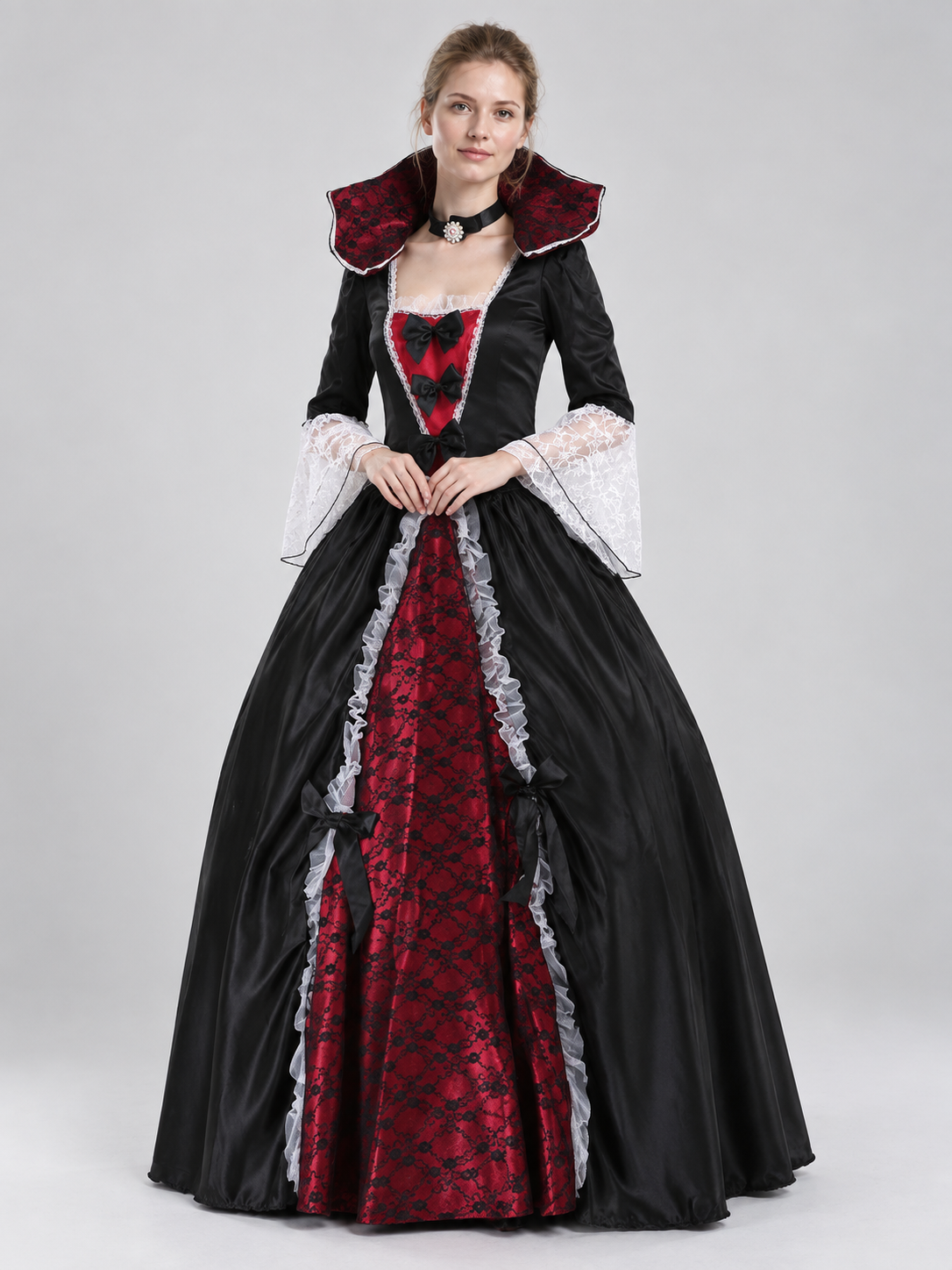 Gothic Vampire Costume with Floor-Length Dress Costume Dresses detail
