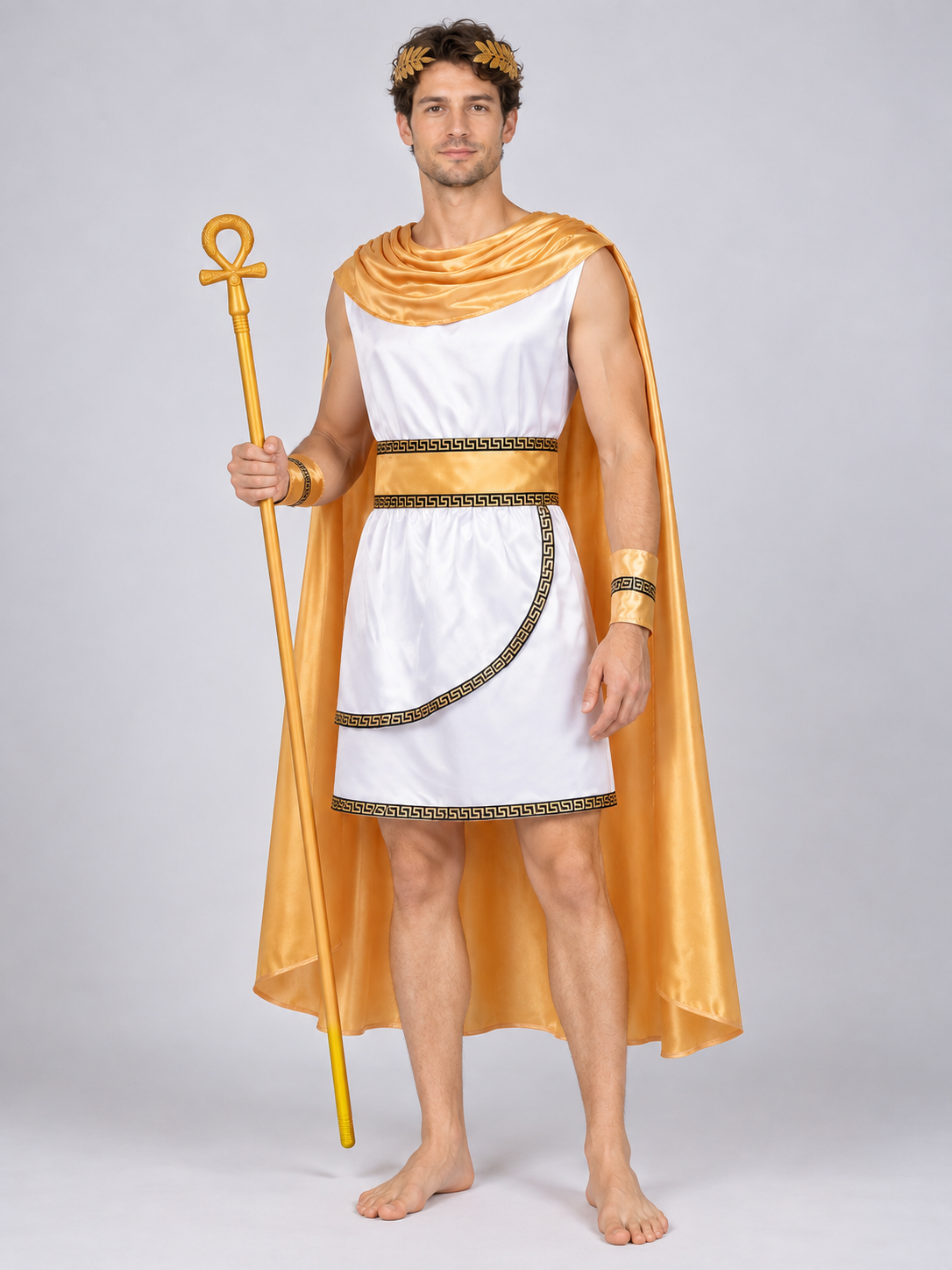 Greek God Costume: Tunic, Cape, Wreath, Scepter