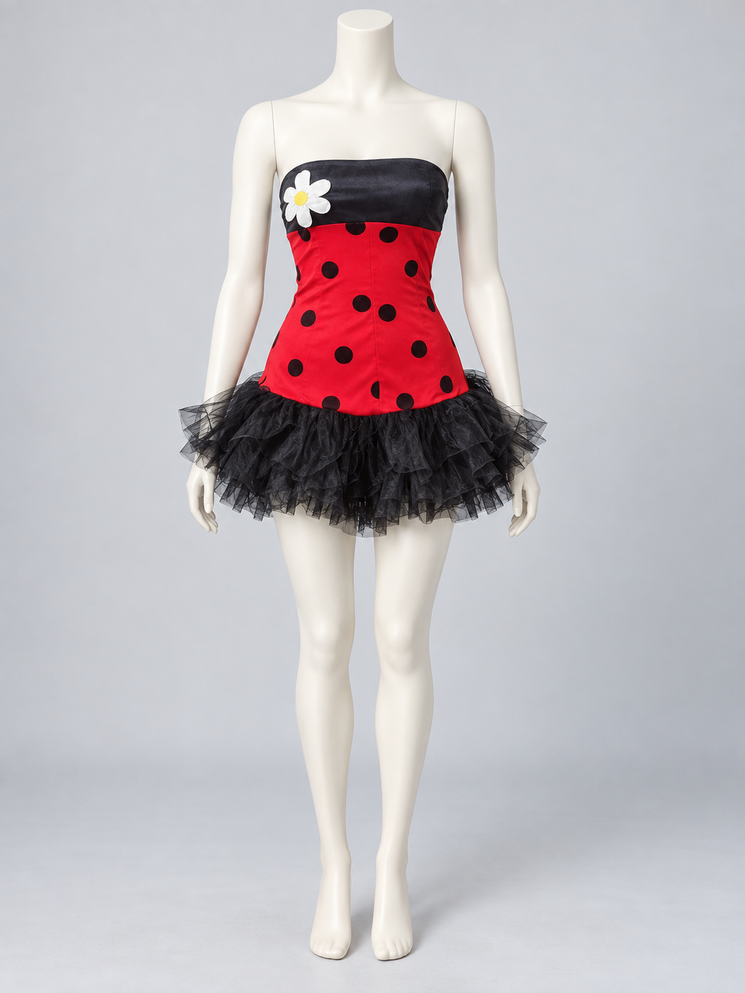 Red Carnival Dress with Black Polka Dots and Daisy Costume Dresses detail