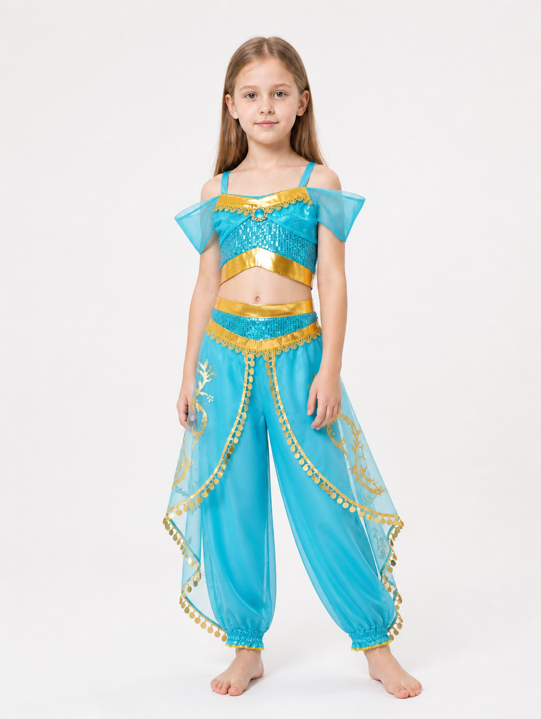 Blue and Gold Princess Costume Set Costumes detail