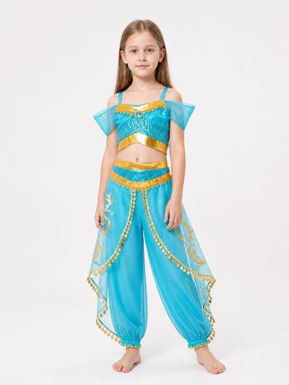 Blue and Gold Princess Costume Set Costumes detail
