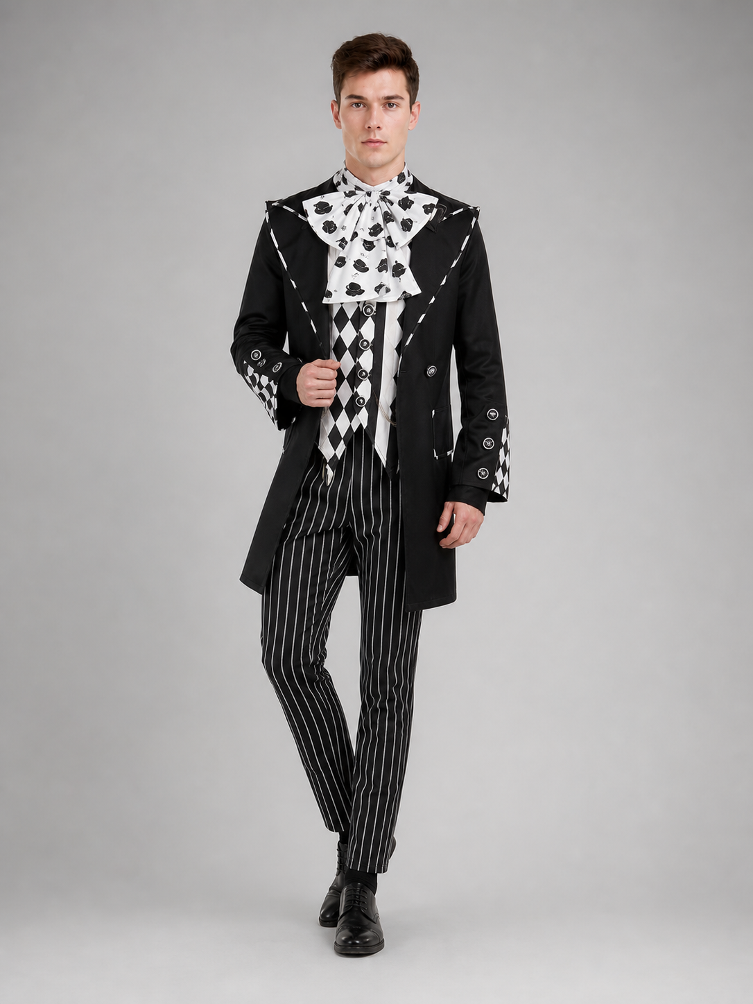 Gothic Magician Costume with Top Hat for Halloween