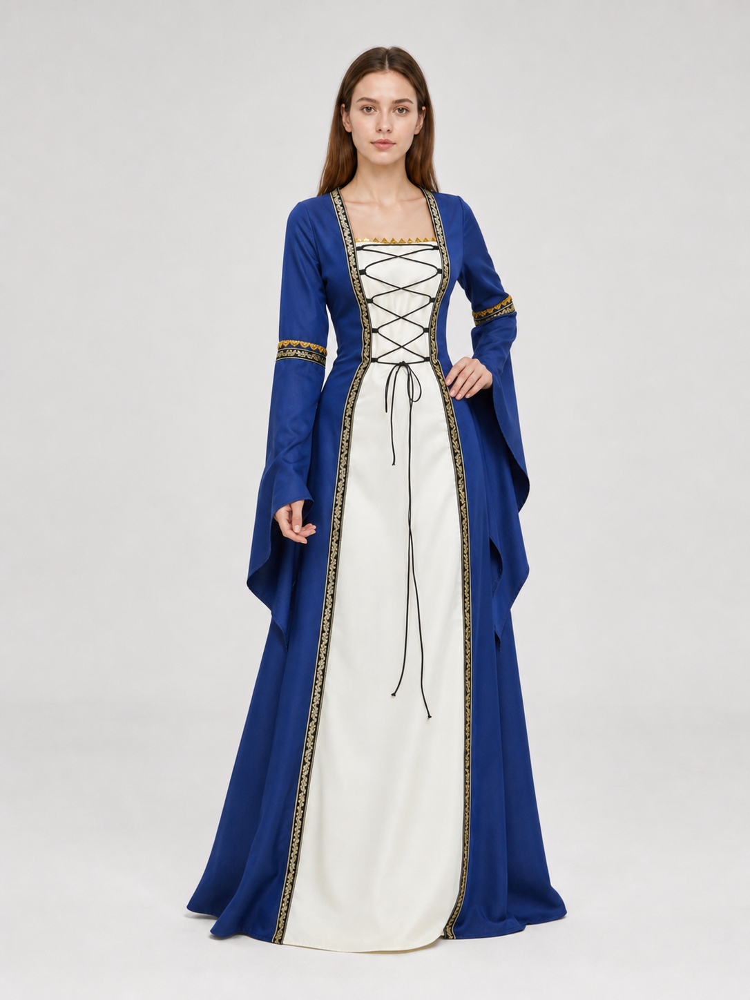 Medieval Dress with Lacing and Gold Trim