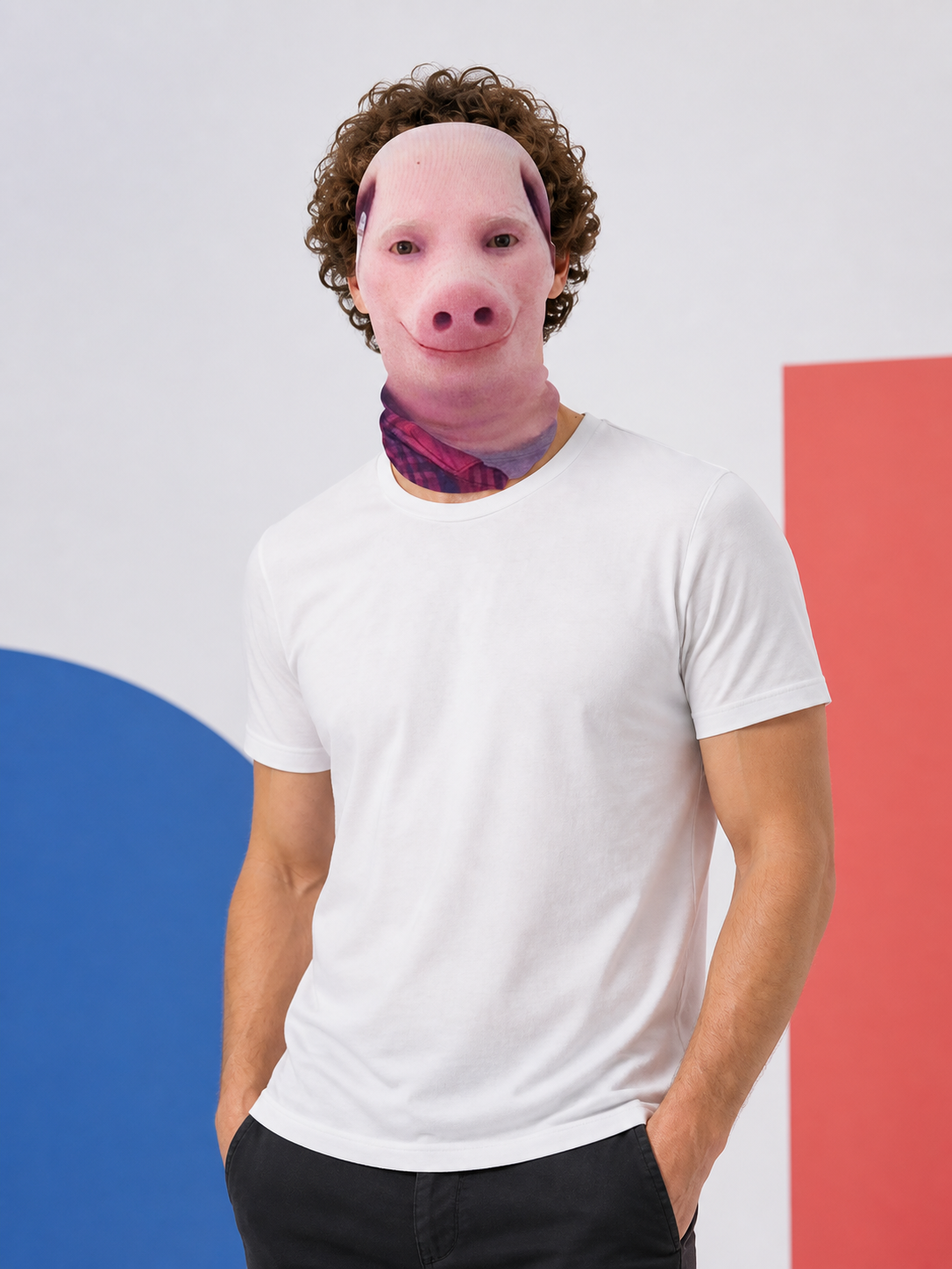 Pink Pig Cosplay Mask for Halloween Costume Masks detail