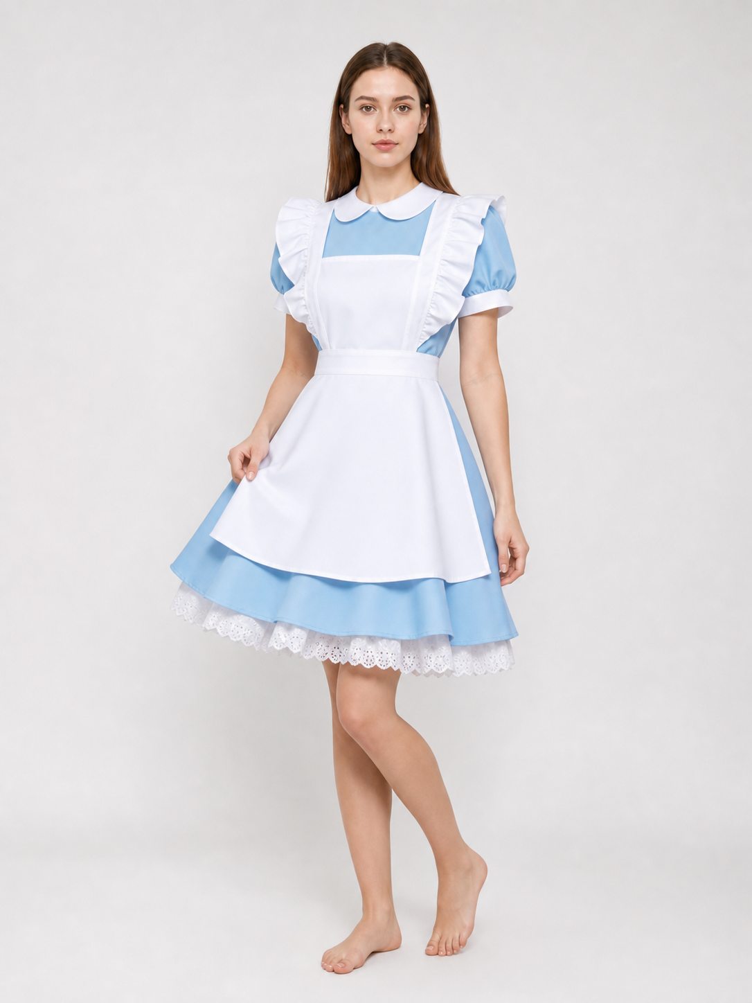 Maid-style costume dress, blue and white